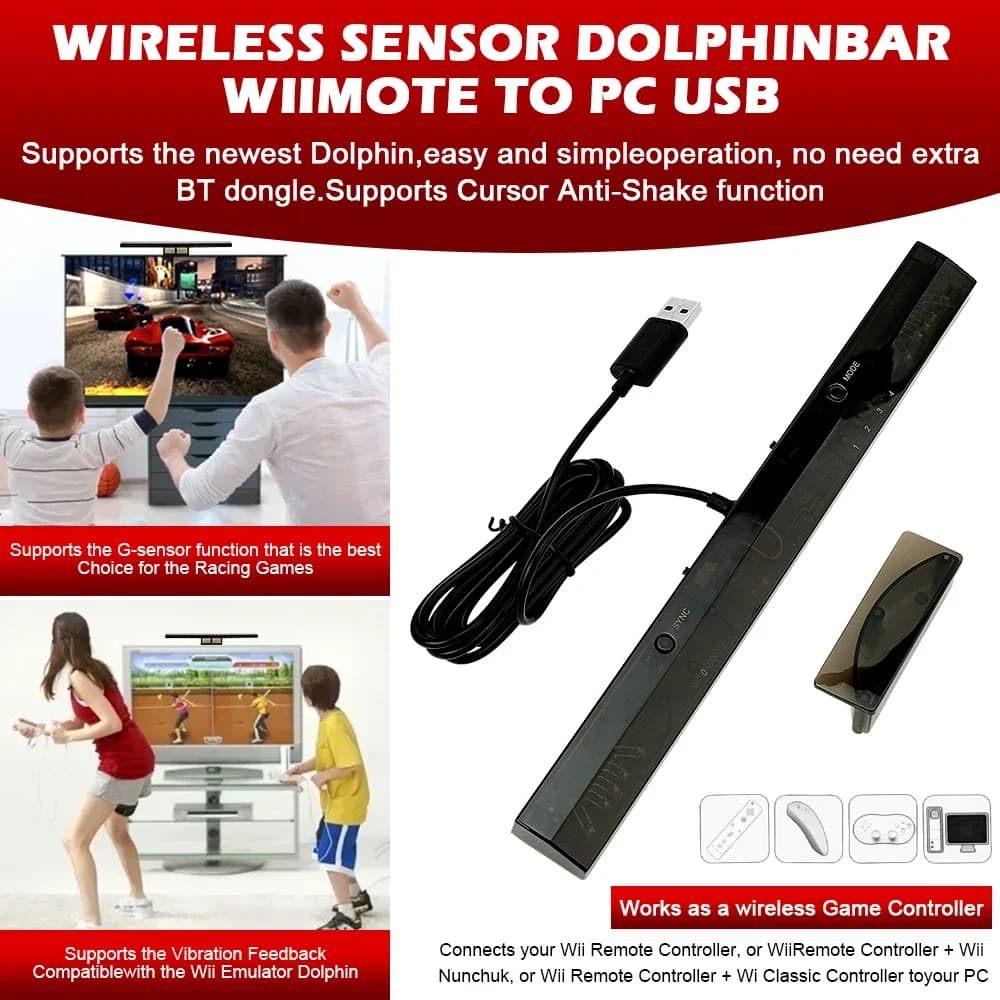 NUOVO Sensore Wireless DolphinBar Compatibile con Bluetooth, Mouse Remoto per PC Compatibile con Wii, Supporta Funzione G-sensor