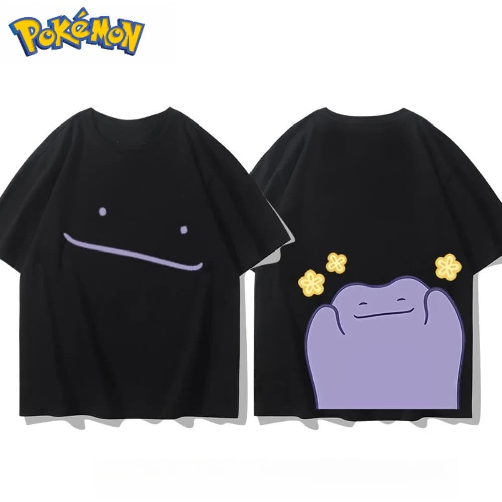 Pokémon Ditto T-shirt stampata anteriore e posteriore Estate da uomo e da donna Nuovo Harajuku Allentato Casual Versatile Top a maniche corte