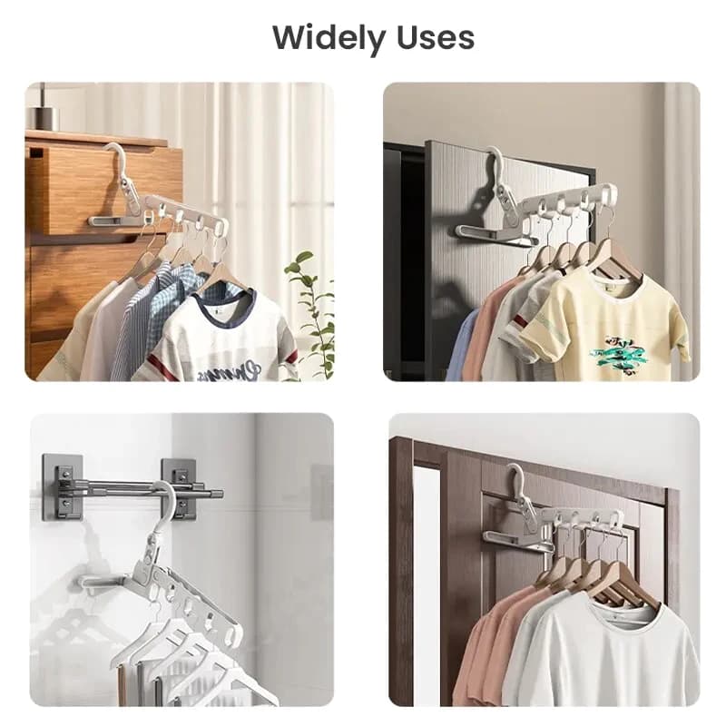 Portable folding hanger, travel clothes rack with 5 holes for home, hotel, camping