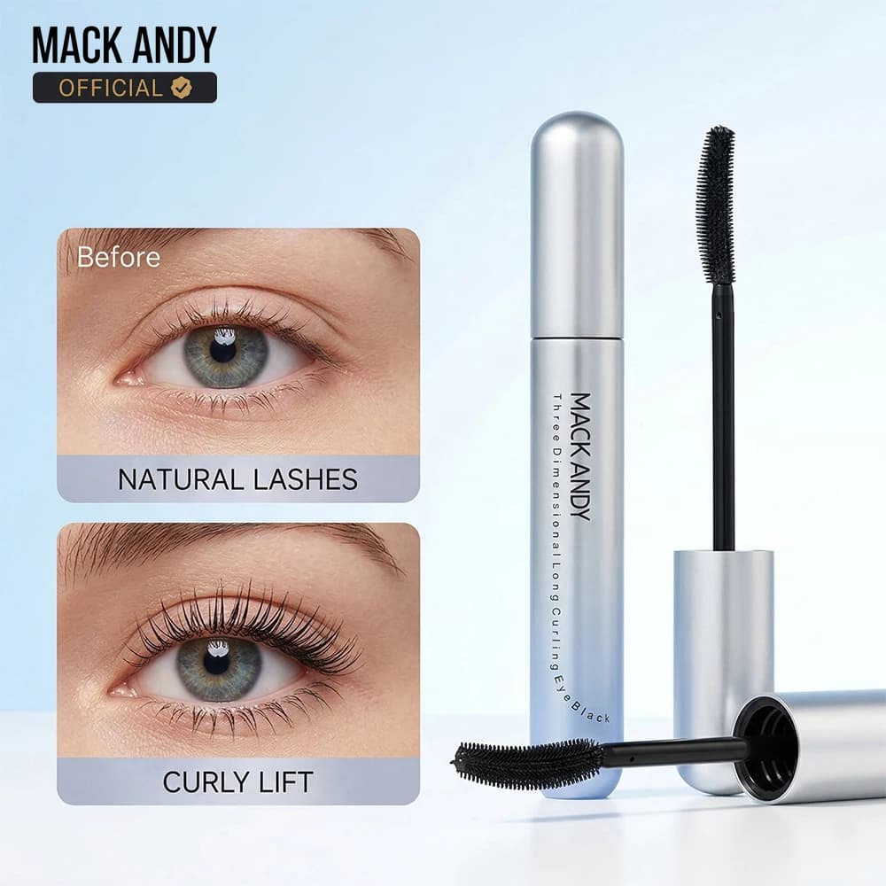 MACK ANDY 3D Curling Washable Mascara Mascara black elongating and volumizing for instant volume, deburring proof and resistant up to 24 hours