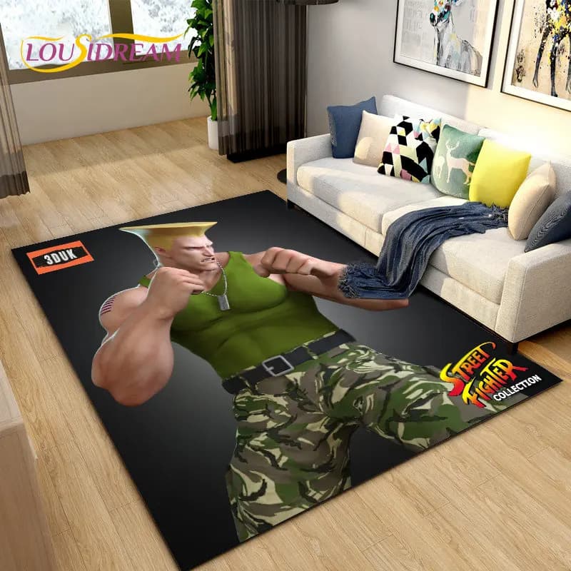 Retro Game Gamer Street Fighter Area Rug,Carpet Rug for Living Room Bedroom Sofa Doormat Decoration, Kid Play Non-slip Floor Mat