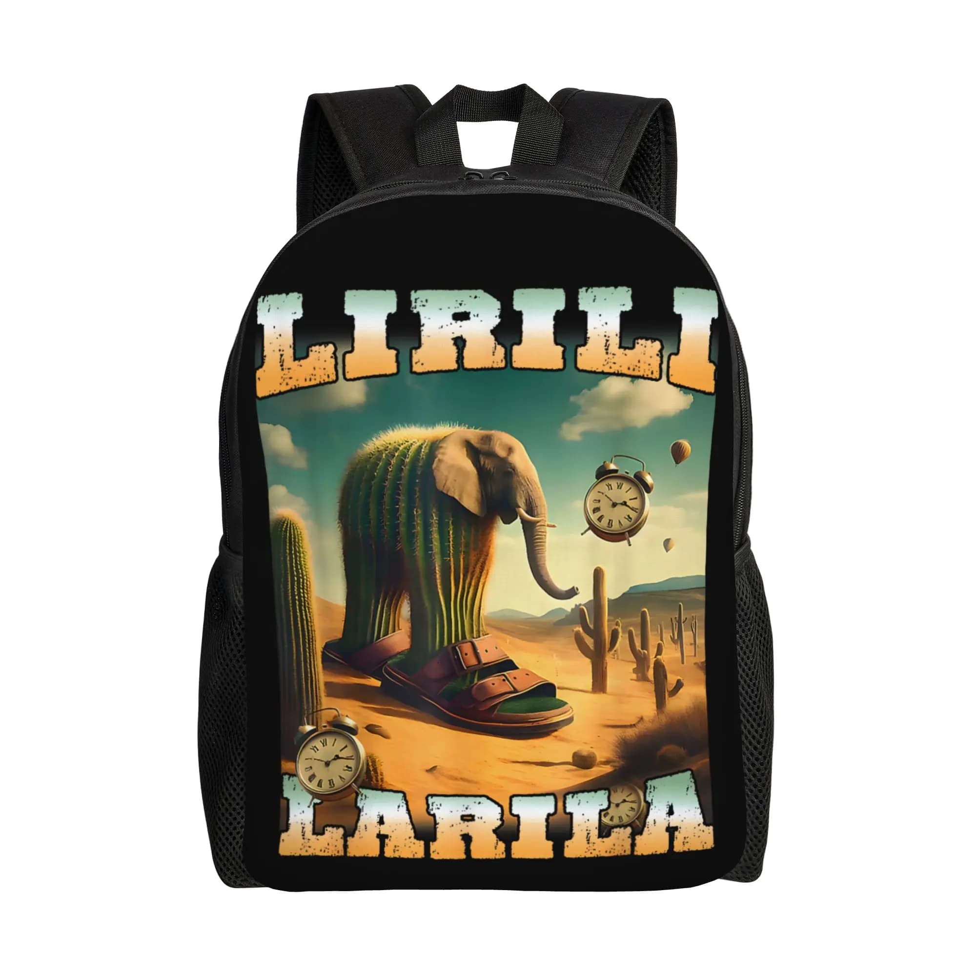 Lirili Larila Zaino con Elefante e Sandali, per Scuola Superiore, Escursionismo, Viaggi, Divertente, Italian Brainrot, Borsa a Tracolla per Laptop, Sportiva