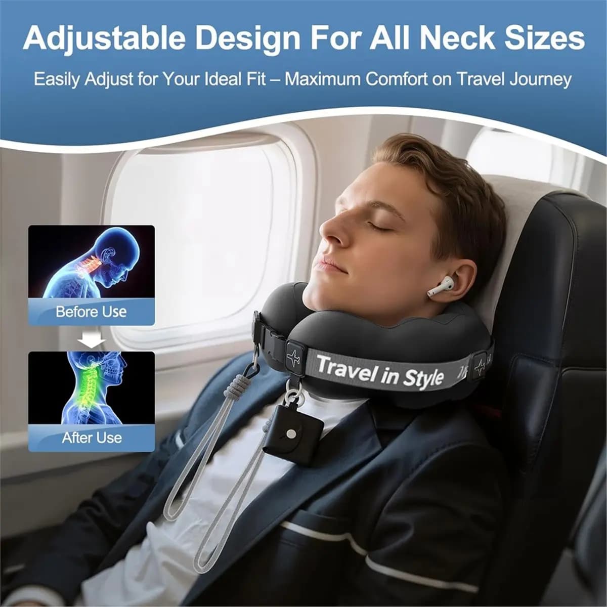 Nuovo Cuscino da Viaggio per Collo 2026, Super Morbido Supporto per il Collo - Leggero ed Elegante Stile Convertibile
