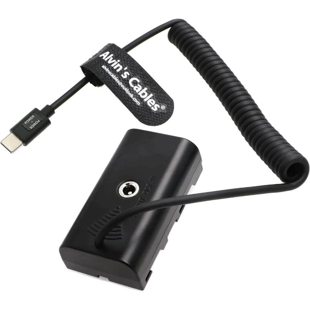 Alvin’s Cables USB-C Type-C PD to NP-F550 Dummy Battery Coiled Power Cable for Sony NP-F550| F770| F570| F970 Atomos Ninja V
