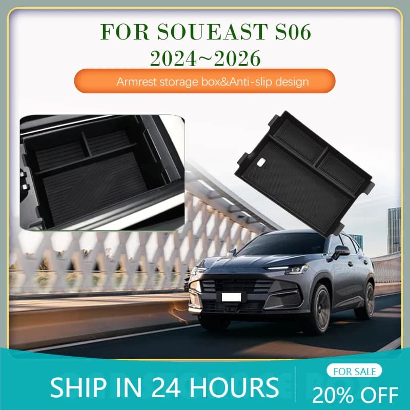Scatola di immagazzinaggio per auto per Soueast S06 New Jetour Dashing X-2 2024 2025 2026 2027 Nero Pad Bracciolo Center Console Box Accessori Auto