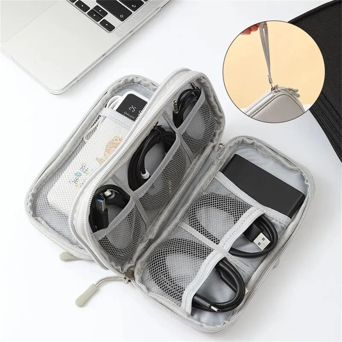 Borsa Portatile per Prodotti Digitali Rosa/Grigia/Nera/Blu Navy, Organizzatore per Cavi USB, Custodia per Cuffie e Caricabatterie