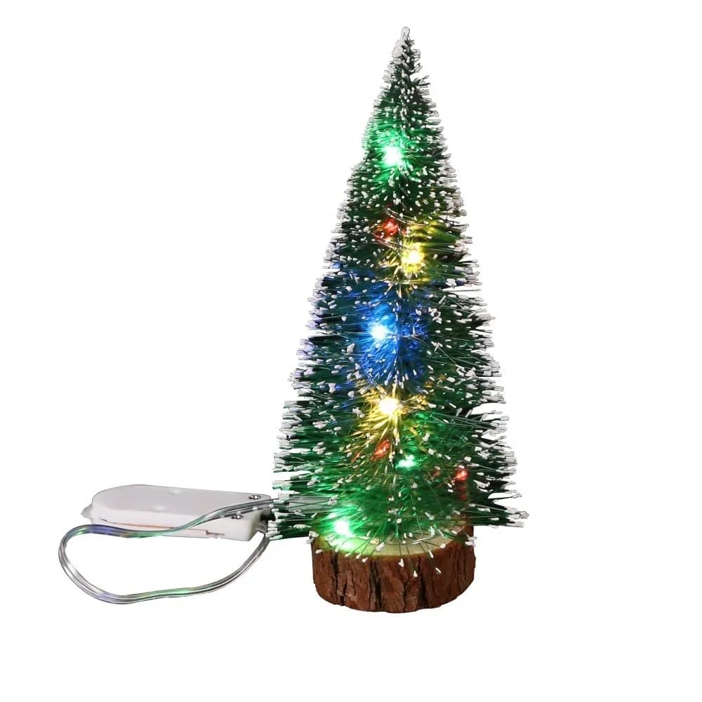 1pc HA CONDOTTO LA Luce Mini Artificial Christmas Trees Decorations Table Festival Miniature Snow Gel Christmas Tree Decor 4 Sizes