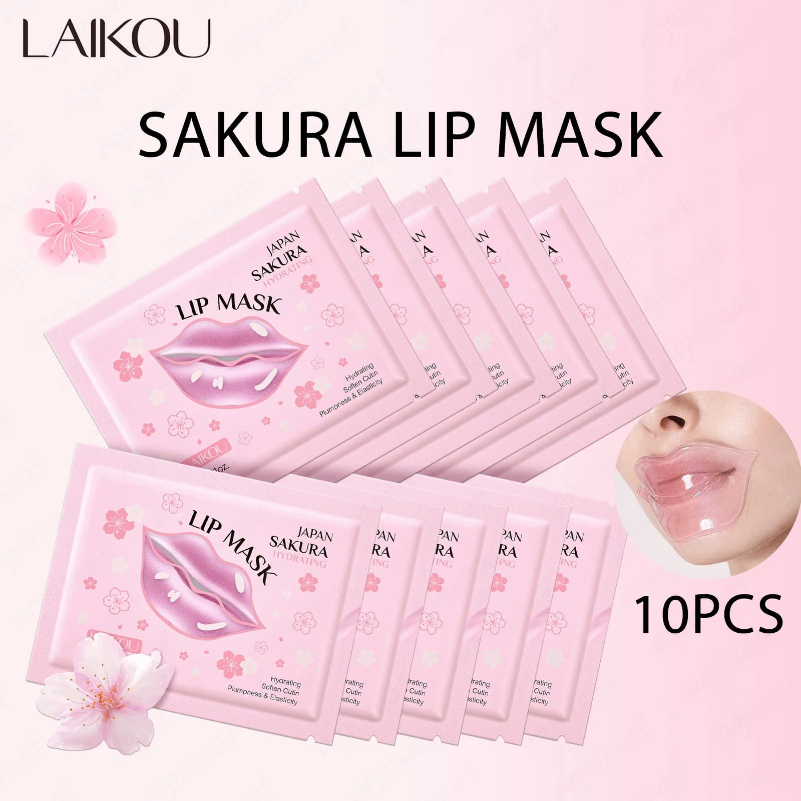 LAIKOU Nuovo Set da 5/10 Pezzi Maschera Labbra Idratante Riparatrice, Gel Patch per Labbra, Trattamento Anti-Rughe