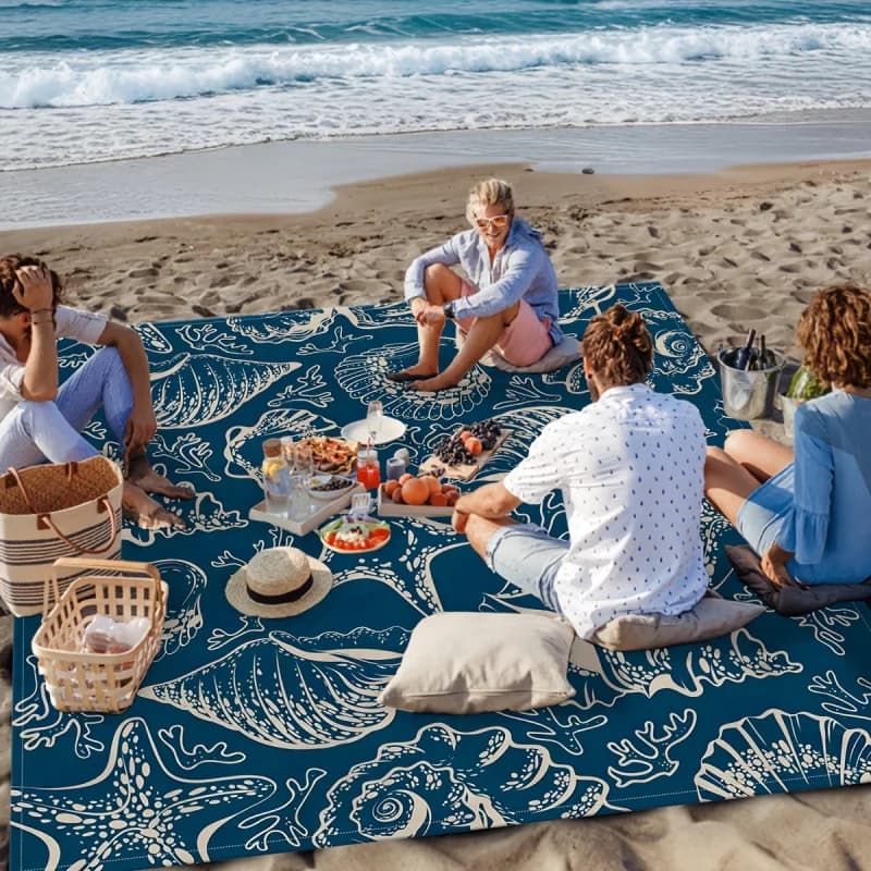 Beach Mat VIKAMA in Shape of Stella Marina, Waterproof and Anti-slip, Foldable, for Camping, Picnic, Travel and Yoga