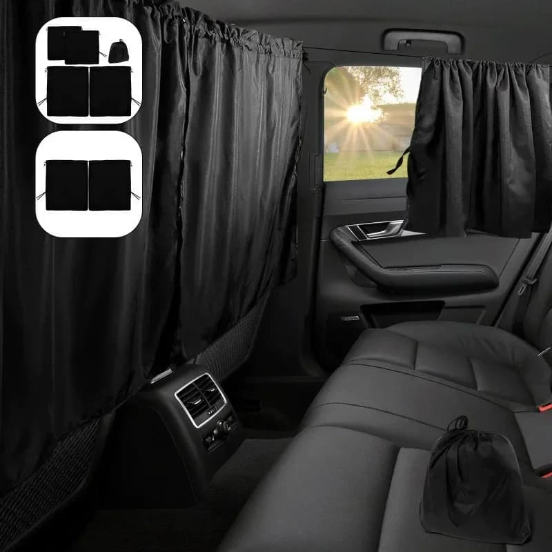 4pc Car Privacy Window Shade Curtains Sun Blocking Travel Nap Night Car Camping Detachable Simple Shade Christmas Gift