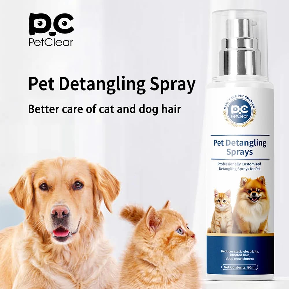 PetClear Spray districante per peli di animali domestici da 80 ml - Ammorbidente naturale, antistatico, delicato e ipoallergenico a lunga durata