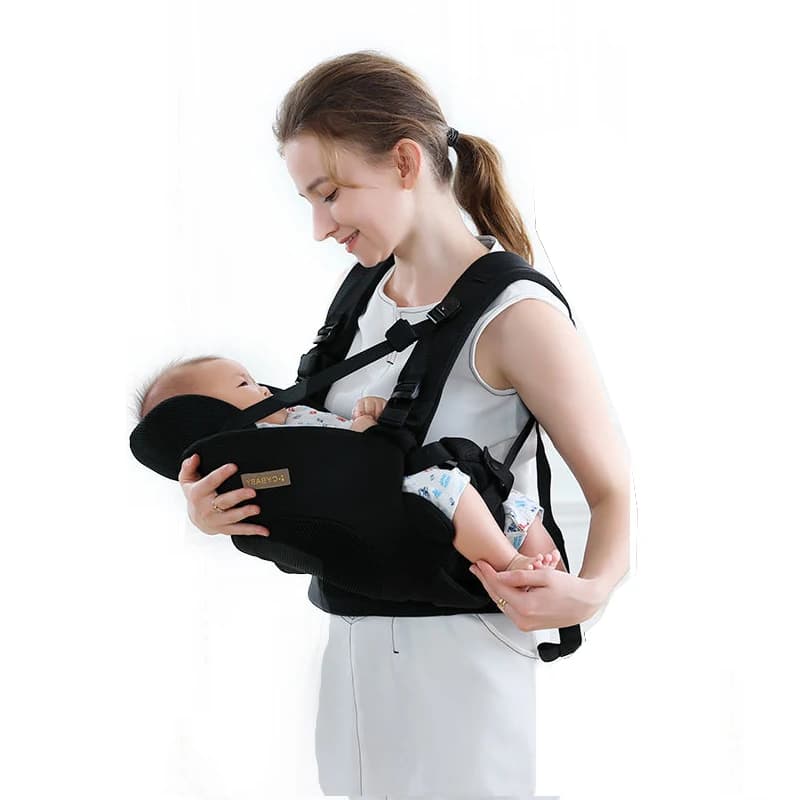 Marsupio, neonato a bambino, marsupio zaino avvolgente con supporto lombare e bambino neonato, trasporto posteriore orizzontale