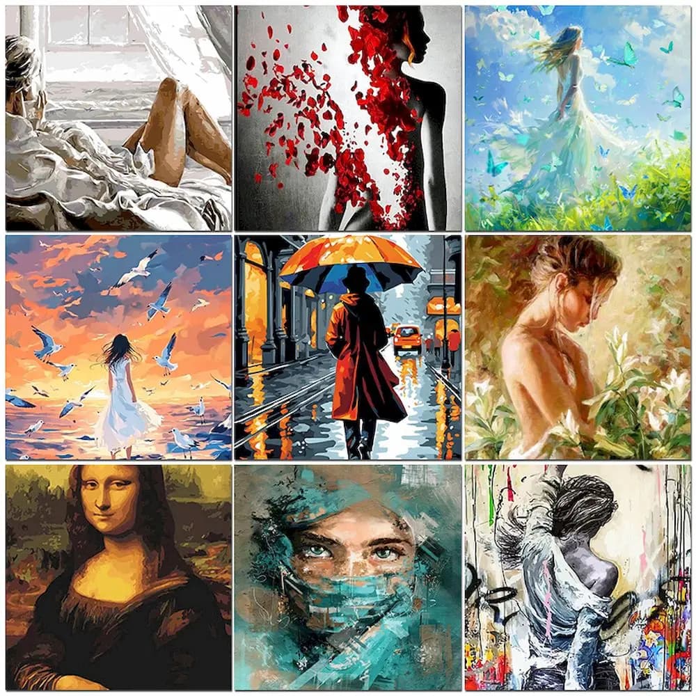 CHENISTORY Picture By Numbers On Canvas Acrylic Paint By Number Women Diy Painting By Numbers Kit Coloring By Numbers Decoration