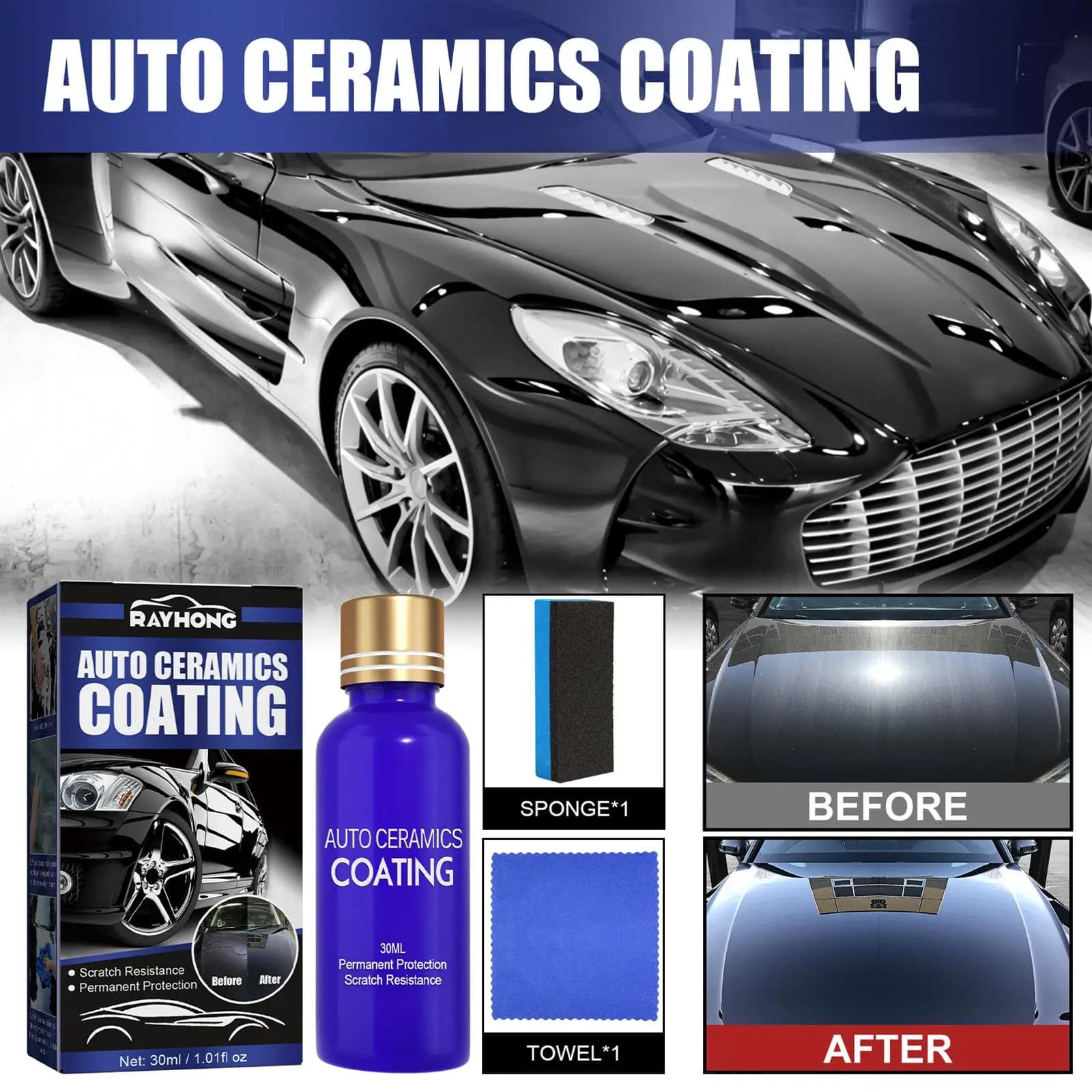 30ML 9H Auto Rivestimento In Ceramica Liquido Super Idrofobico Rivestimento In Vetro Set Polisiloxano E Nano Materiali Ceramica Per Auto Prote Y5H8