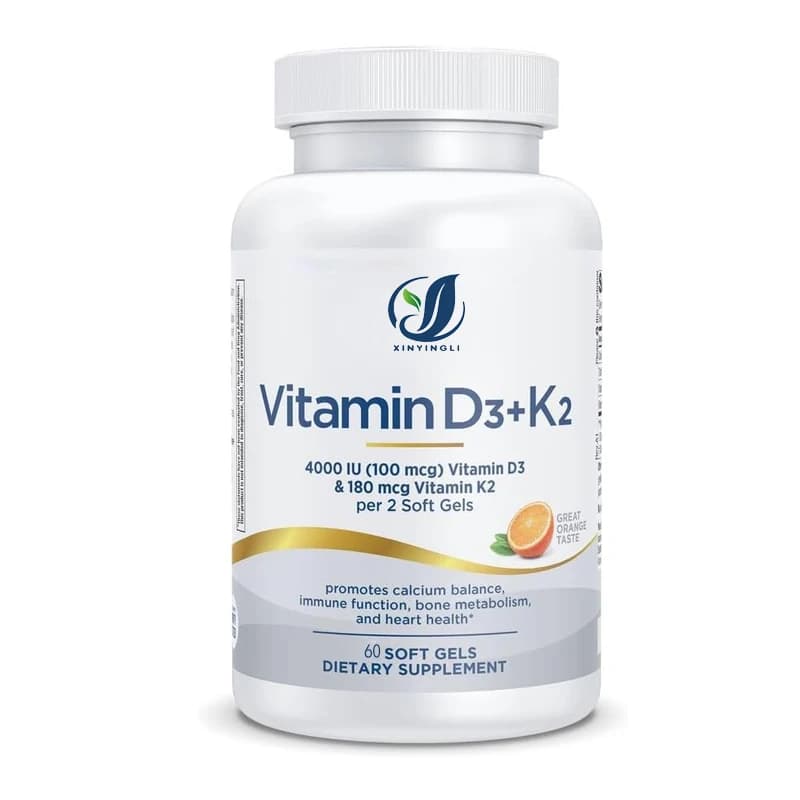 Integratore di vitamina D3+K2, 4000 UI di vitamina D3 e 180 microgrammi di K2 - favorisce l'equilibrio del calcio e la funzione immunitaria