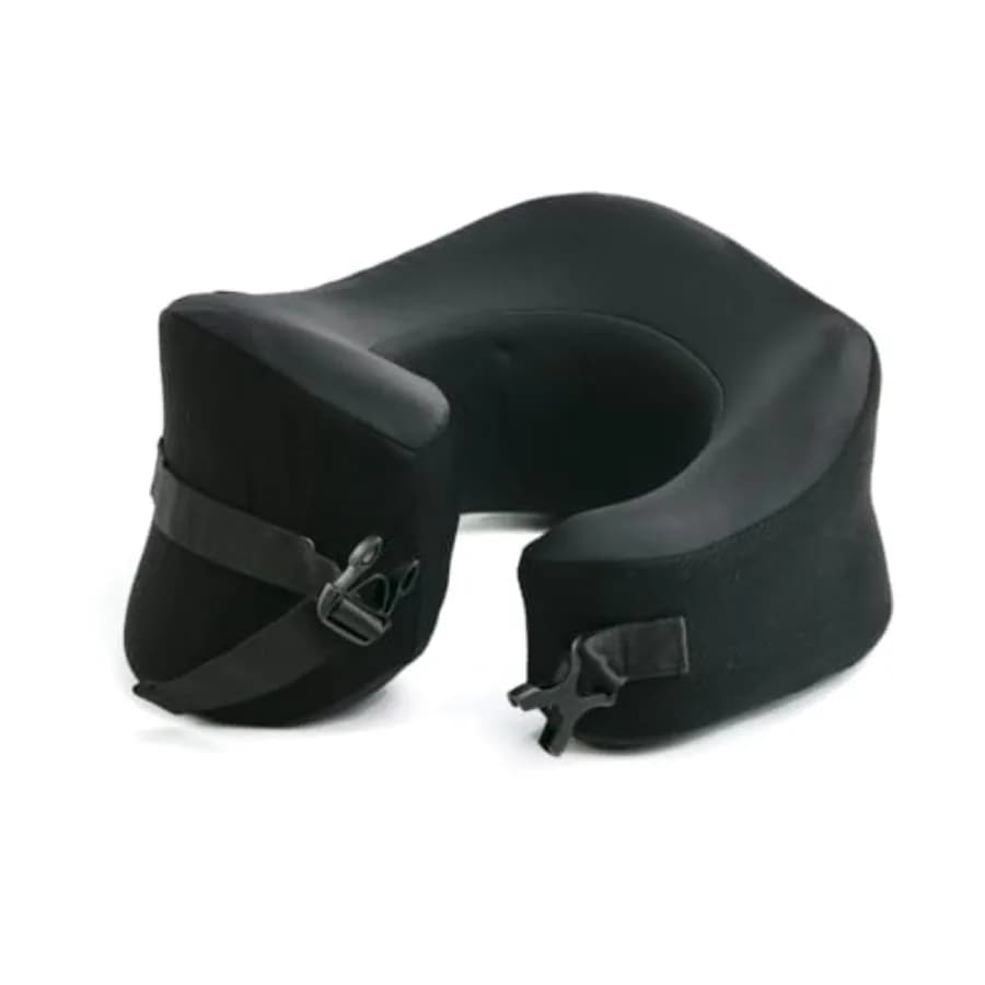 Cuscino da Viaggio Extra Supporto, Design Ergonomico Brevettato Premiato per Supporto Collo e Mento, Cuscino per il Collo in Memory Foam Compatto per Aereo