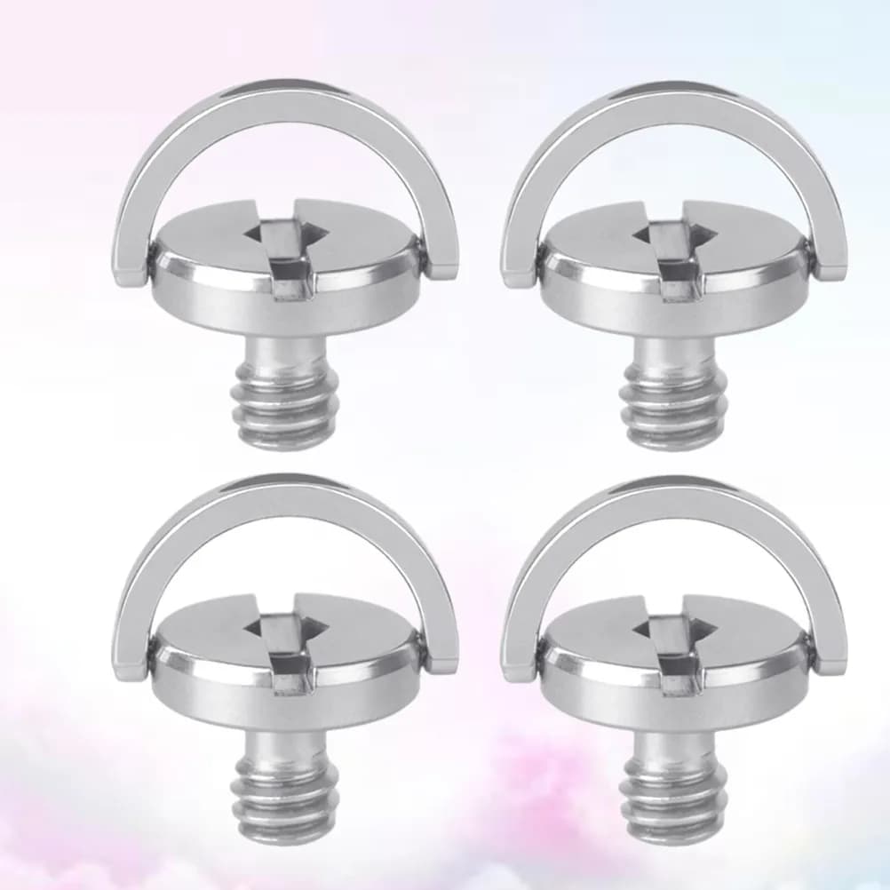 4 viti a sgancio rapido per fotocamera in acciaio inossidabile, viti a D da 1/4 con occhiello per fissaggio su treppiede, monopiede, testa a sfera e obiettivo