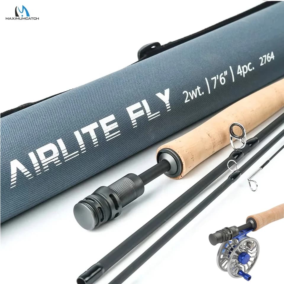 MAXIMUMCATCH 7.5-10ft 2/3WT Airlite Medium Fast Fly Rod Ultralight IM10 Carbon Fiber for Small Stream Nymph Fly Fishing Rod