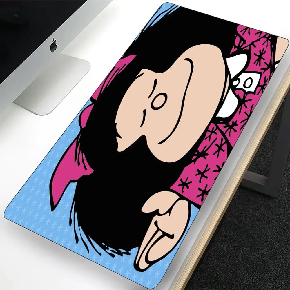 Cute Mafalda Large Gaming Mouse Pad Computer Mousepad PC Gamer Laptop Mouse Mat Office Mausepad tappetino per tastiera in Silicone Pad da scrivania