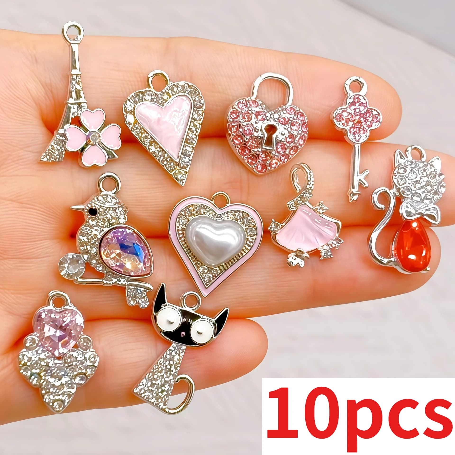 10pcs New Kitten Bear Bird Charms Pendants for Making DIY Handmade Findings Accessories Necklace Jewelry