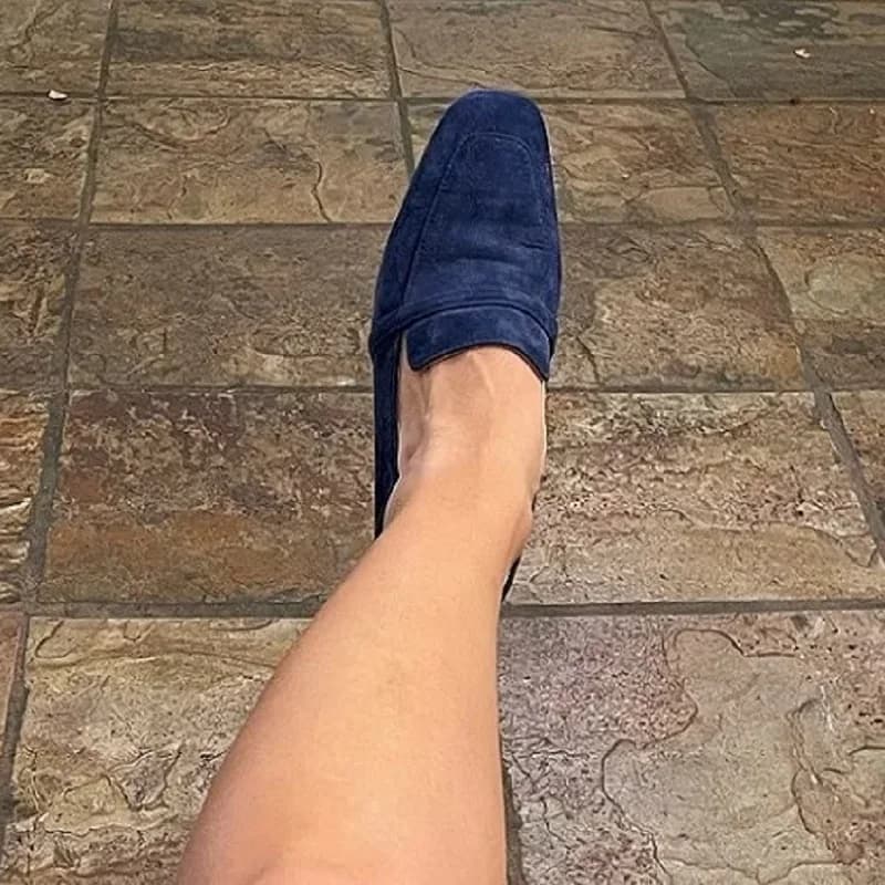 Scarpe basse da donna Primavera Autunno Ciabatte Nuova tendenza Scarpe semplici Taglia 44 Mocassini slip on in pelle scamosciata con punta quadrata Scarpe da donna senza tacco 1 CM