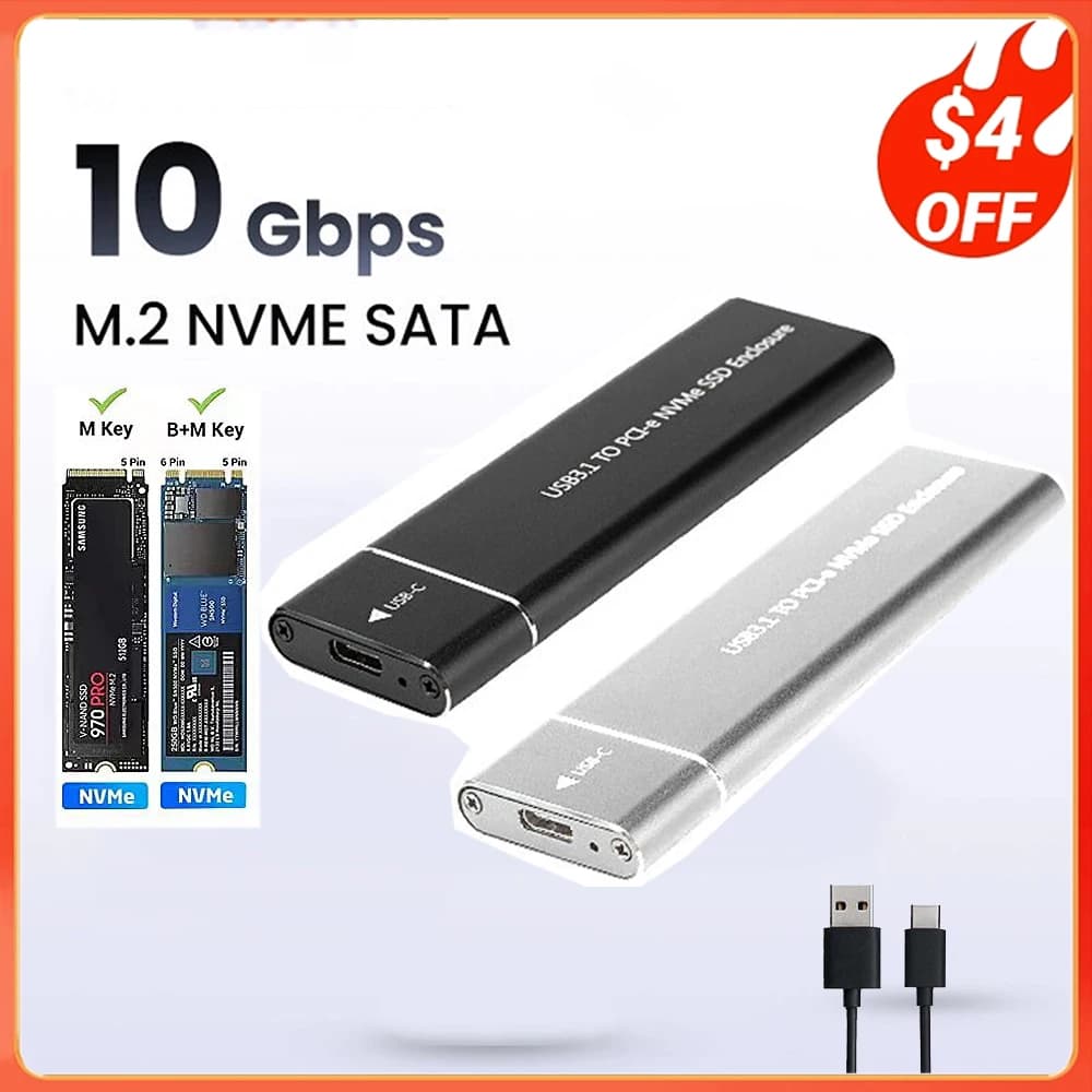 Custodia SSD M2 USB3.1 Custodia SSD M.2 SATA Scatola da M.2 a USB Tipo C 3.1 Adattatore SSD Custodia per disco rigido esterno in metallo solido Telefono portatile