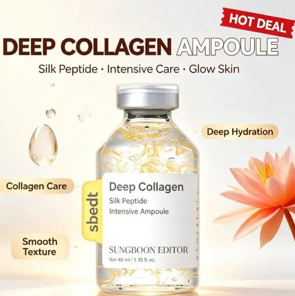 Deep Collagen Silk Peptide Ampoule 40ml Intensive Hydrating Serum Anti Wrinkle Lifting Firming Improve Elasticity Korean