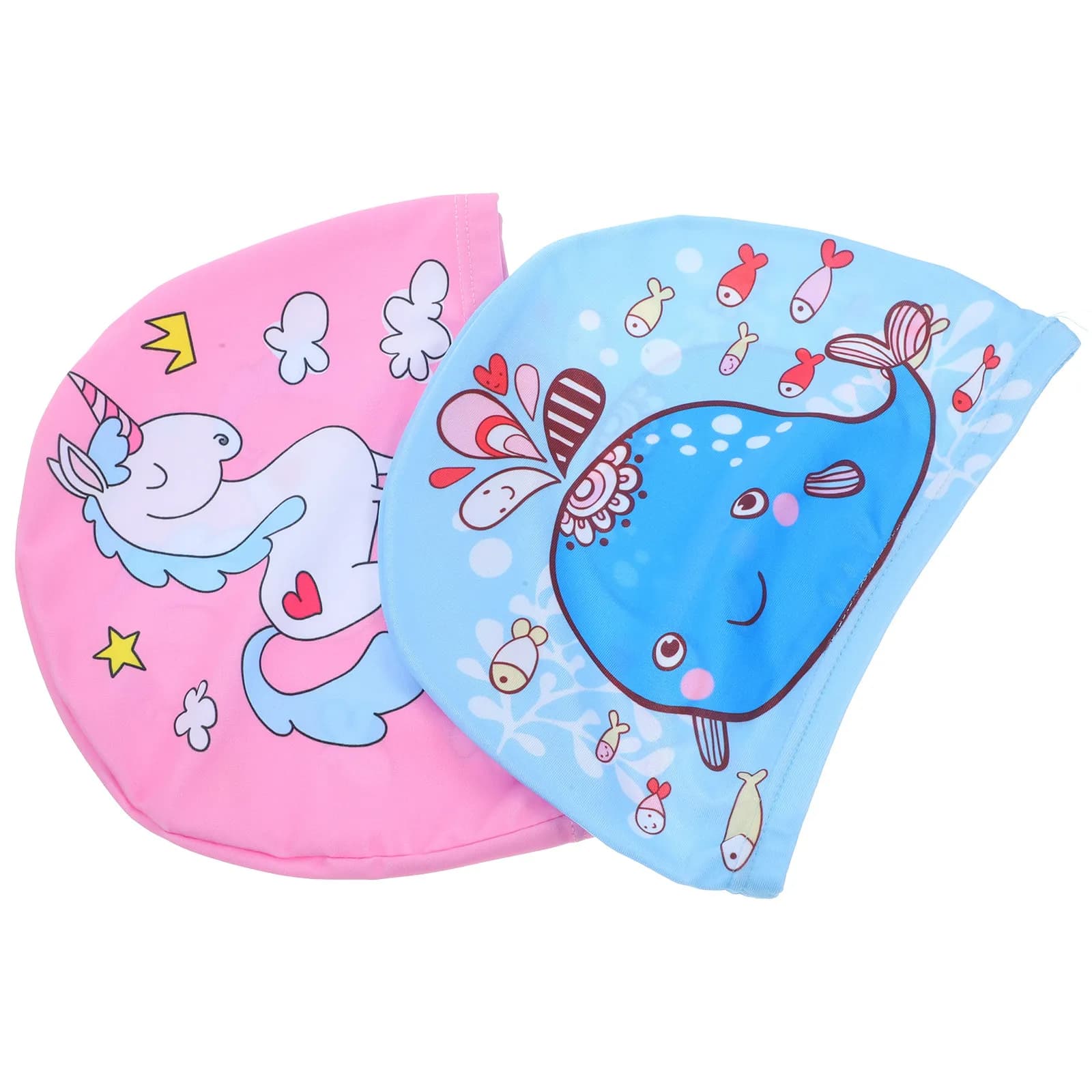 2 cappelli da nuoto con disegni animati, unisex, morbidi, elastici, resistenti all'usura, per lezioni di nuoto per adolescenti