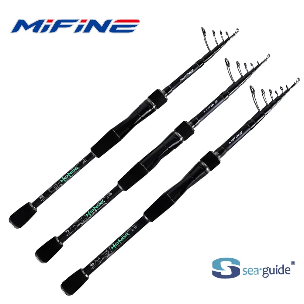 Canna da Pesca Telescopica MIFINE HONOR 2.1M 2.4M 2.7M in Fibra di Carbonio 24T, Canne da Spinning CW 3-18g 6-27g con Punta Solida, Canne Portatili