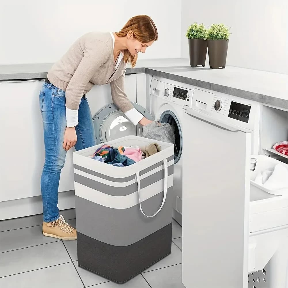 75 litre large whiteboards with handles, resistant basket for dirty clothes, for home, dormitory, hotel, laundry, 40*30*60 cm