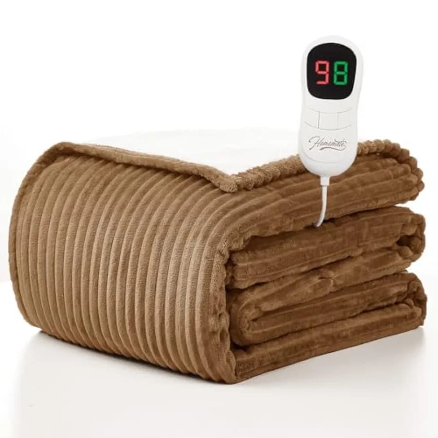 Coperta Elettrica Riscaldante 50"x60" con Spegnimento Automatico 1/2/4/6/8 Ore, Livelli di Calore e Protezione da Surriscaldamento, Morbida in Flanella