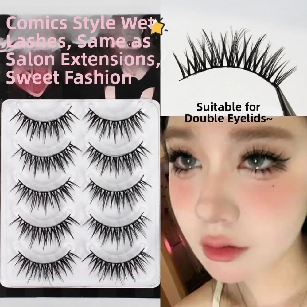 Ciglia Finte Nere Stile Anime/Cartoon 10-13MM Curvatura C, Extension Ciglia Fai da Te Leggere, Trucco Occhi, Ciglia Finte Effetto Demone per Uso Quotidiano