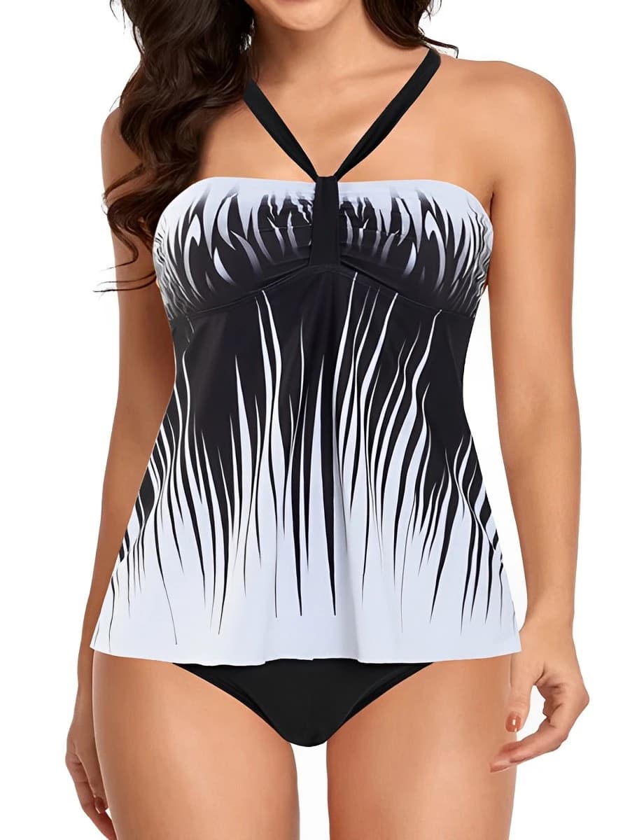 Costume da bagno tankini sexy 2026 da donna, con scollo all'americana, vita alta, imbottito, stampato, per nuoto e spiaggia, estivo