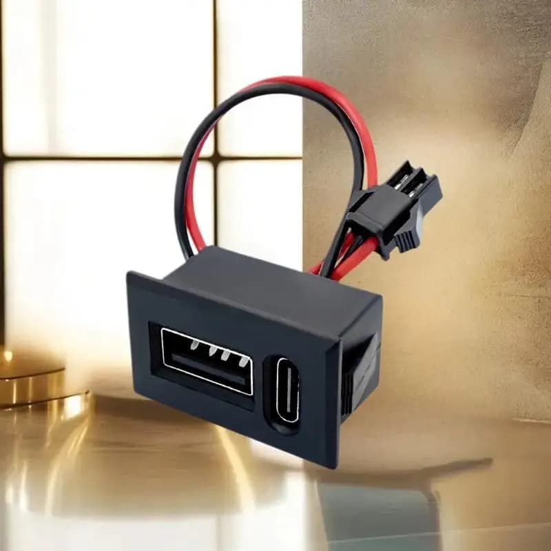 1Pc USB Female Base Type-C Double-Layer Socket Lamp Charging Socket Power Phone Socket With Cable Connector.