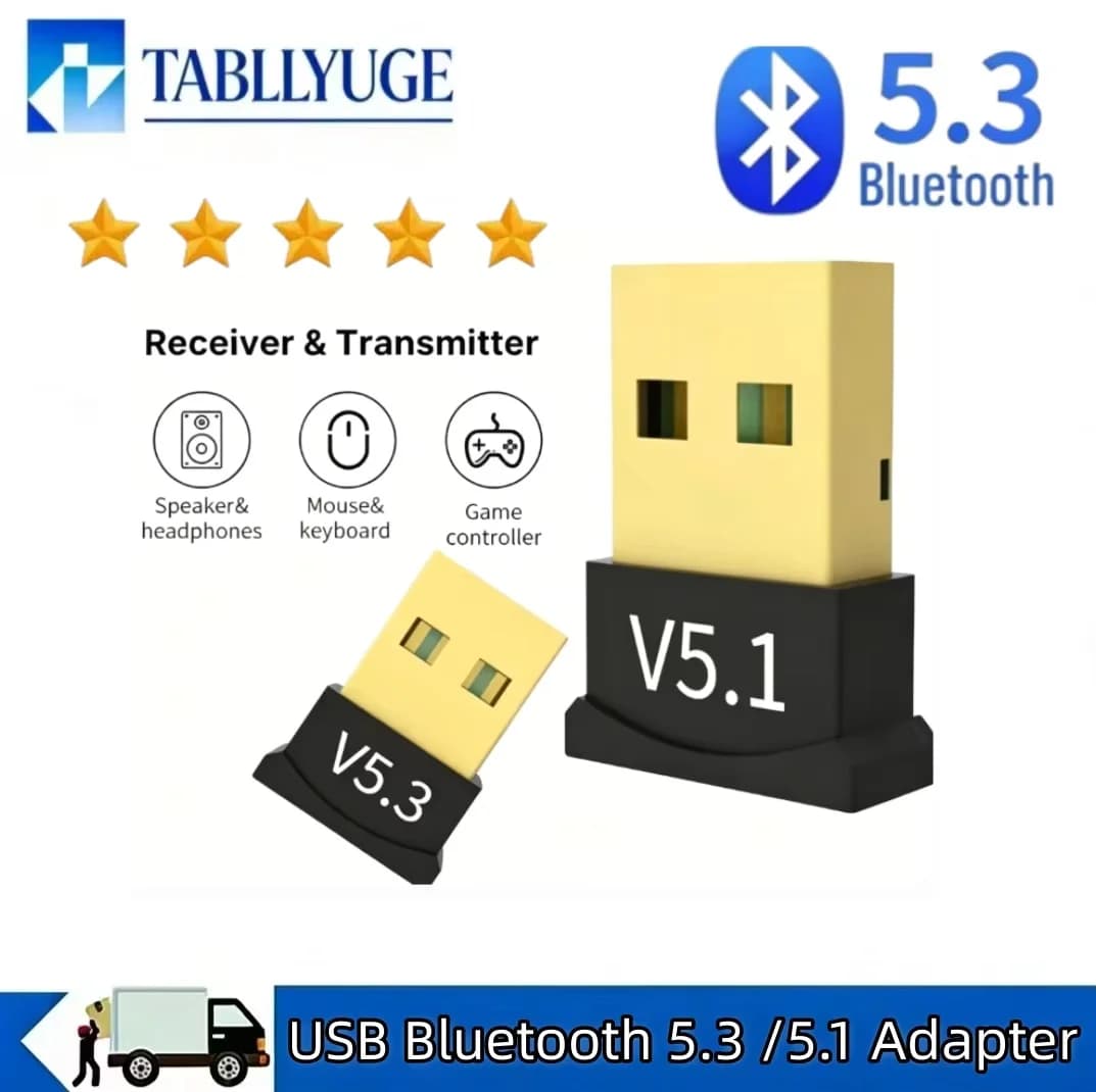 Adattatore USB Bluetooth 5.3 Plug & Play senza driver per PC desktop e laptop, non compatibile con dispositivi iOS