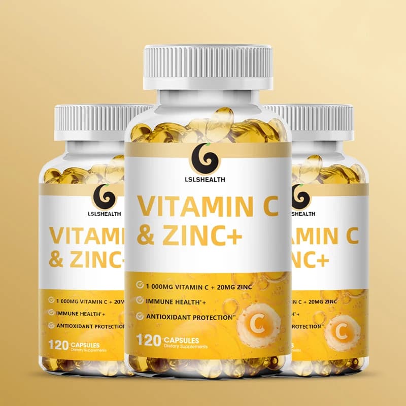 Capsule di vitamina C con vitamina D e zinco 1000mg per schiarire viso e pelle tutto il giorno e supportare la funzione immunitaria