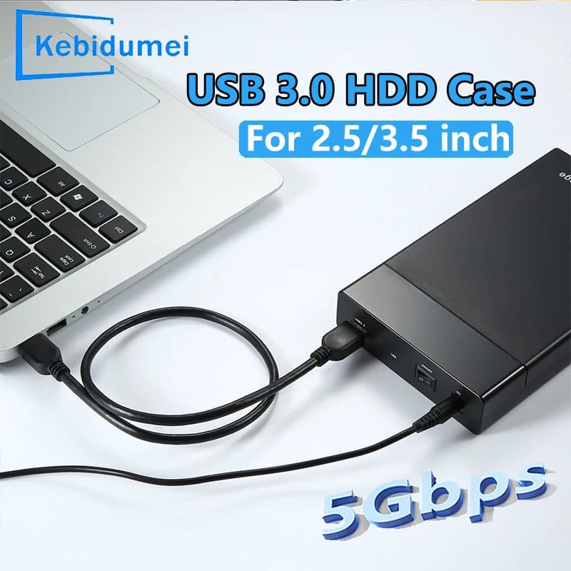 Custodia per disco rigido esterno SSD da 5 Gbps 16TB Custodia per disco rigido esterno SSD da 2,5/3,5 pollici Adattatore per custodia per disco rigido SATA a USB 3.0 per PC portatile