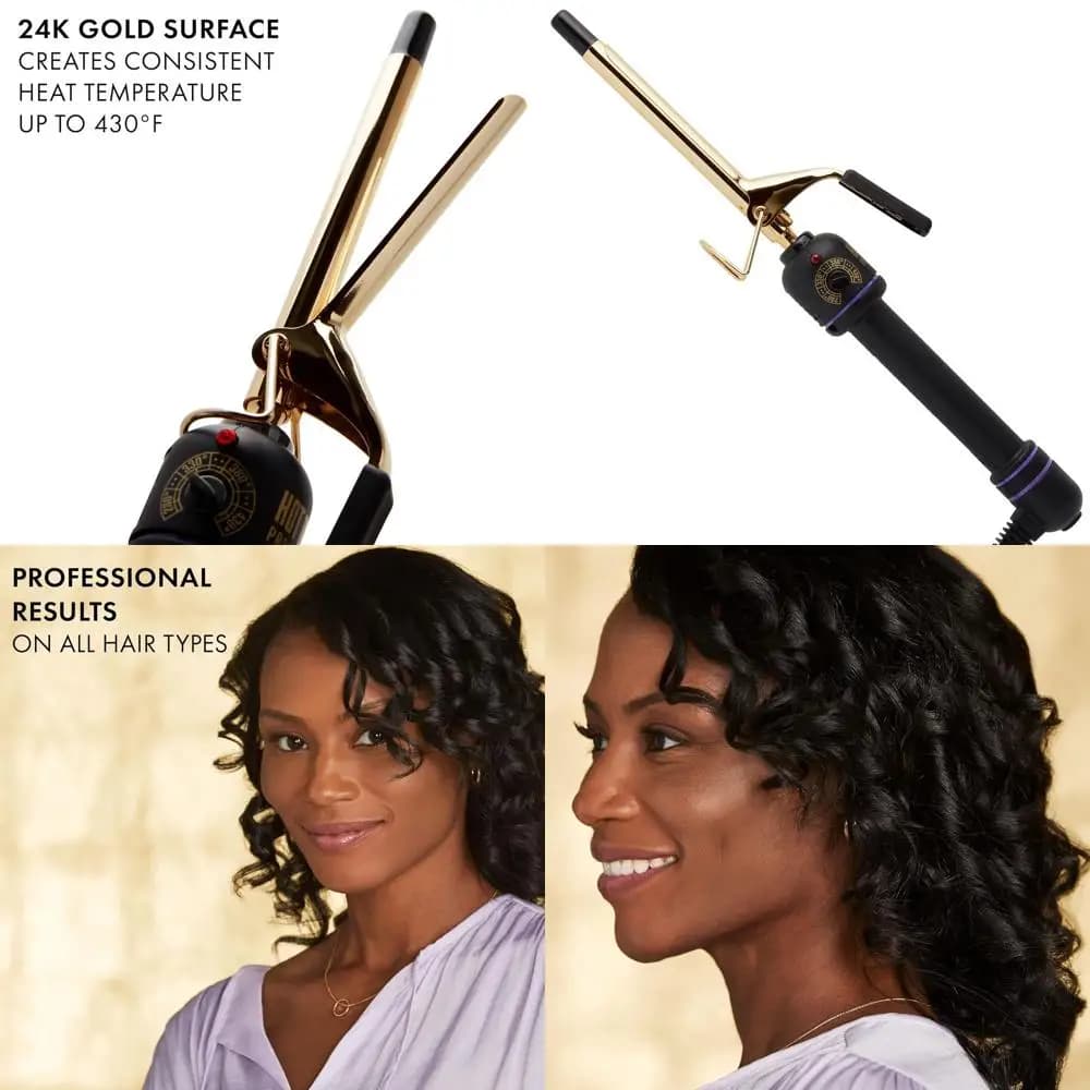 24K gold curling iron for defined and long-lasting curls (1/2 inch)