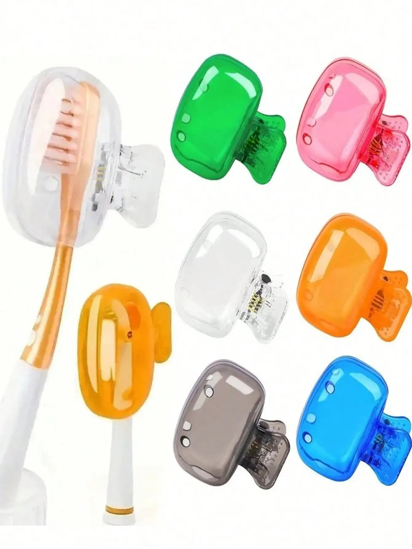 4 pezzi di coperture protettive per testine di spazzolini da viaggio, custodia protettiva per testine di spazzolini elettrici, clip in plastica portatile, per uso domestico e in viaggio