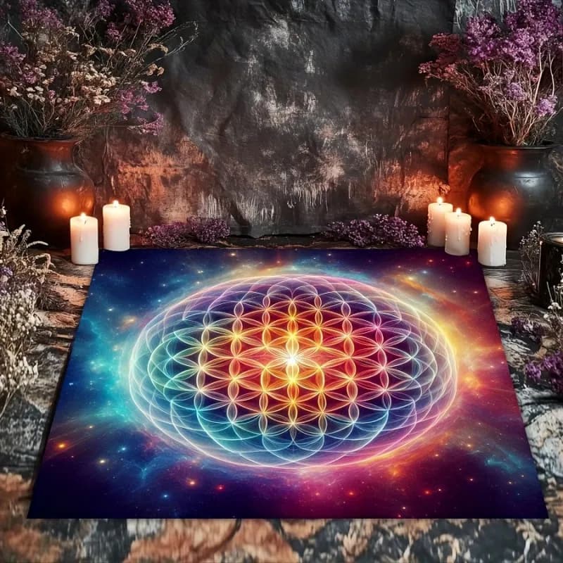 VIKAMA Telo per divinazione tarocca con albero della vita e chakra galattici, adatto per divinazione, astrologia e carte oracolo
