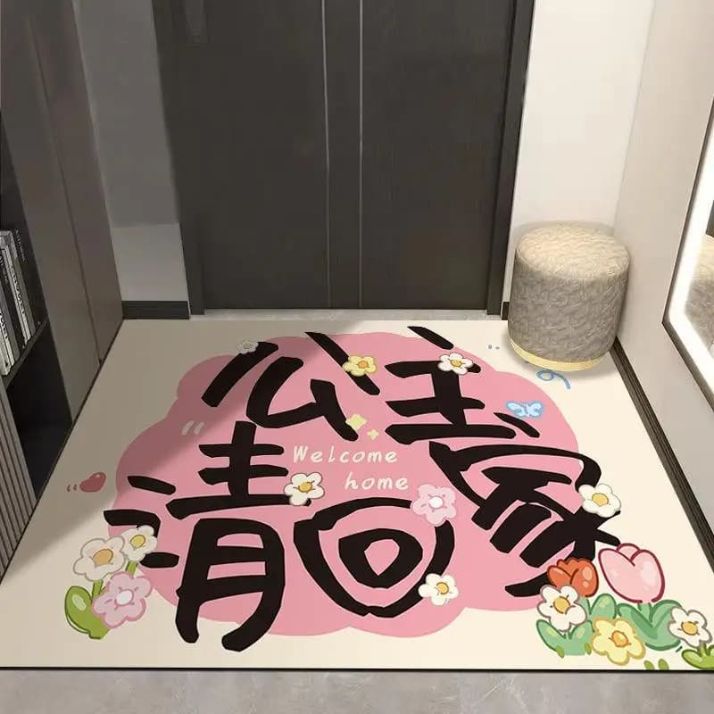Princess Entrance Door Mat Anti-Slip Water Absorbent Silicon Dendroid Home Use Mat Easy to Clean Cartoon Pattern Living Room