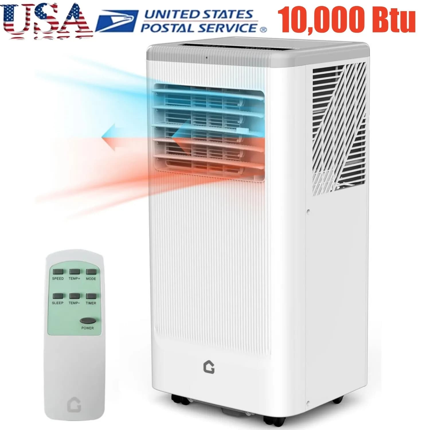 Condizionatore d'Aria Portatile da 10.000 Btu con Funzione Riscaldamento, Ventilatore e Deumidificatore