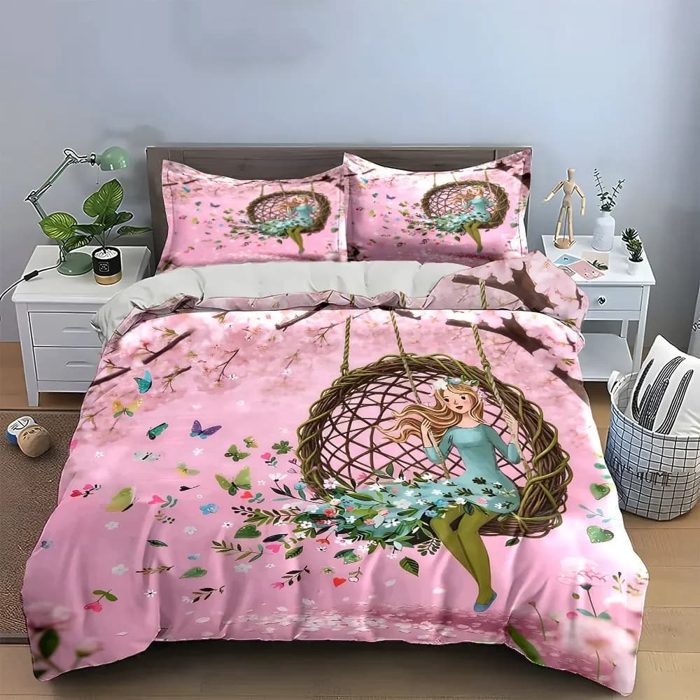 Set Decorativo Floreale da Sogno - Set Copripiumino Morbido e Confortevole con 1 Copripiumino e 2 Federe, Regalo