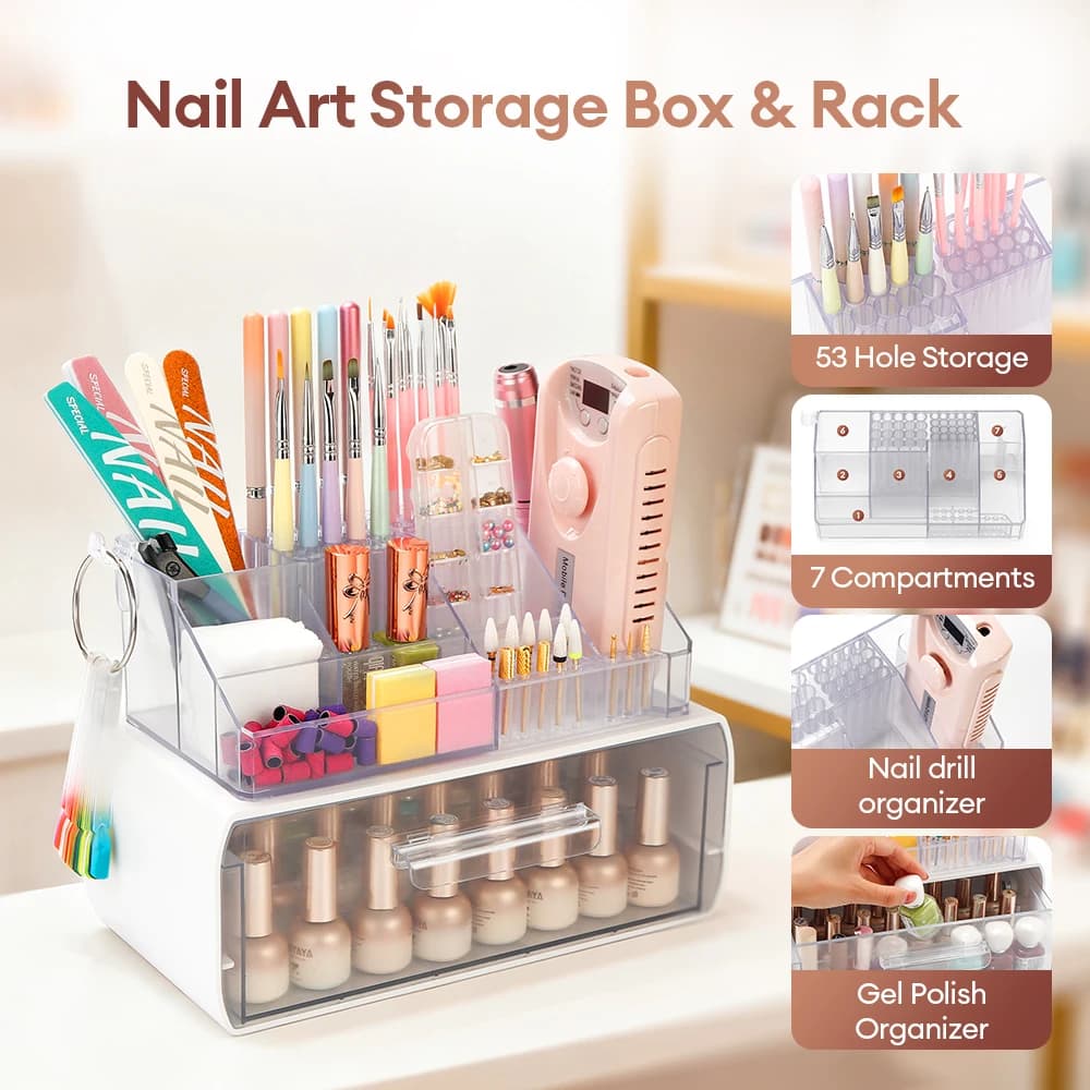 Acrylic Storage Rack Tools for Nail Art Organizer Beauty Salon Display Large Capacity Storage Box Cosmetic Gel Nail Polish Box