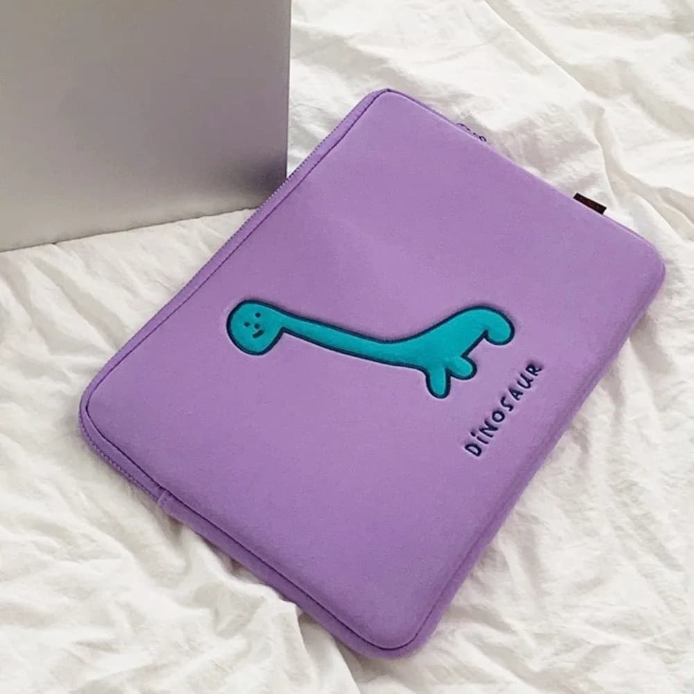 Borsa per Tablet con Dinosauro Cartone Animato, Custodia Protettiva Viola Antiurto per Laptop, Borsa per Computer Dolce e Kawaii per Ragazze/Donne
