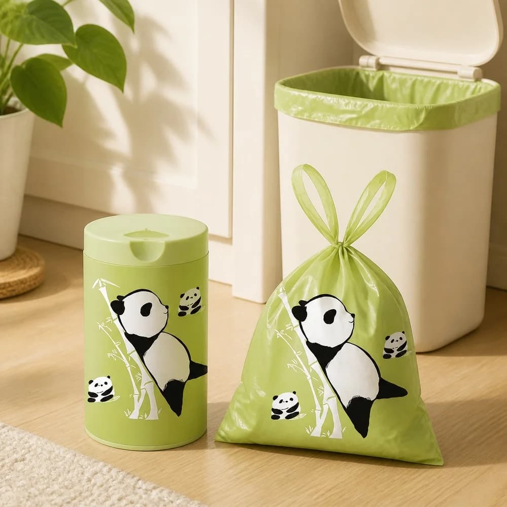 Trash Bags Multi Printed Drawstring 1 Roll 50 Bags for Home Kitchen Bathroom Office Waste Baskets Bin Liners for Daily Cleaning