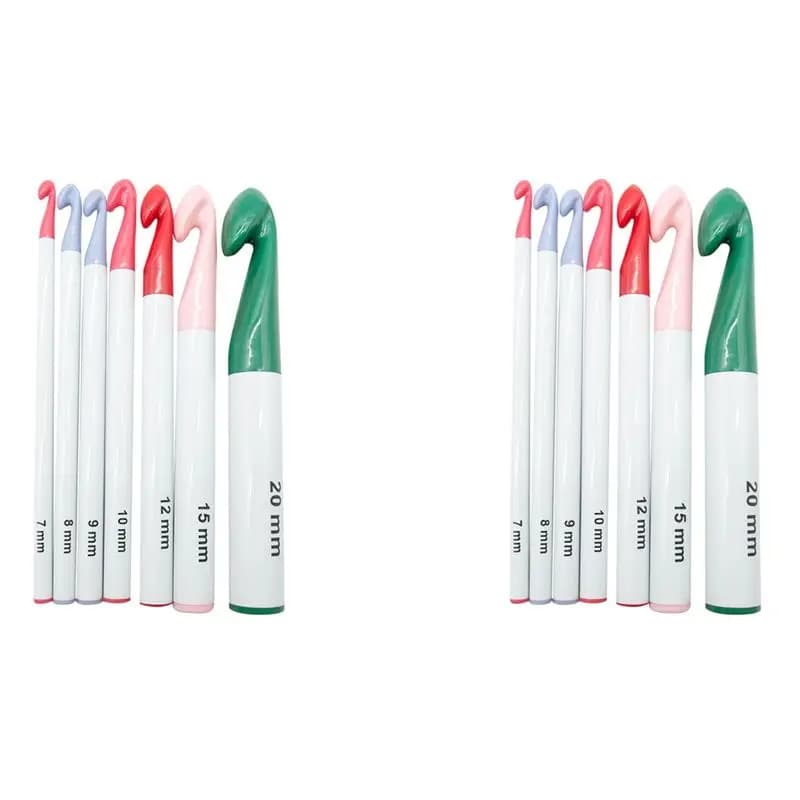Set di Uncinetti ABJI-2X, 7/8/9/10/12/15/20mm con Manico in Plastica, Aghi per Lavoro a Maglia con Testa Spessa, Strumento per Fai da Te e Artigianato