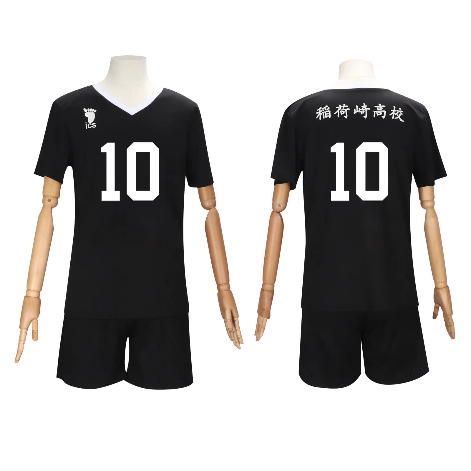 Set di abbigliamento sportivo per giochi di ruolo, uniforme della squadra di pallavolo delle scuole superiori, tutto il personale, abito nero, uniforme della squadra