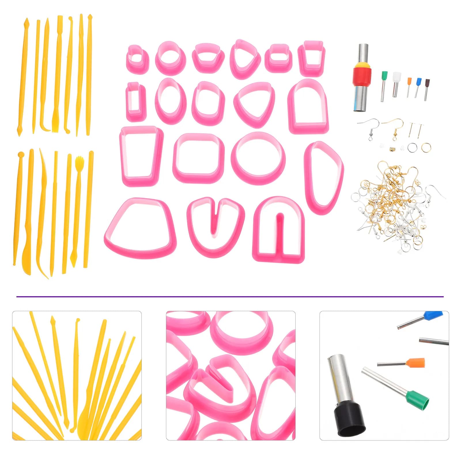 1Set Plastic Earring Making Kit For Polymer Clay Jewelry Making Christmas Craft Cutter Stainless Steel Tools