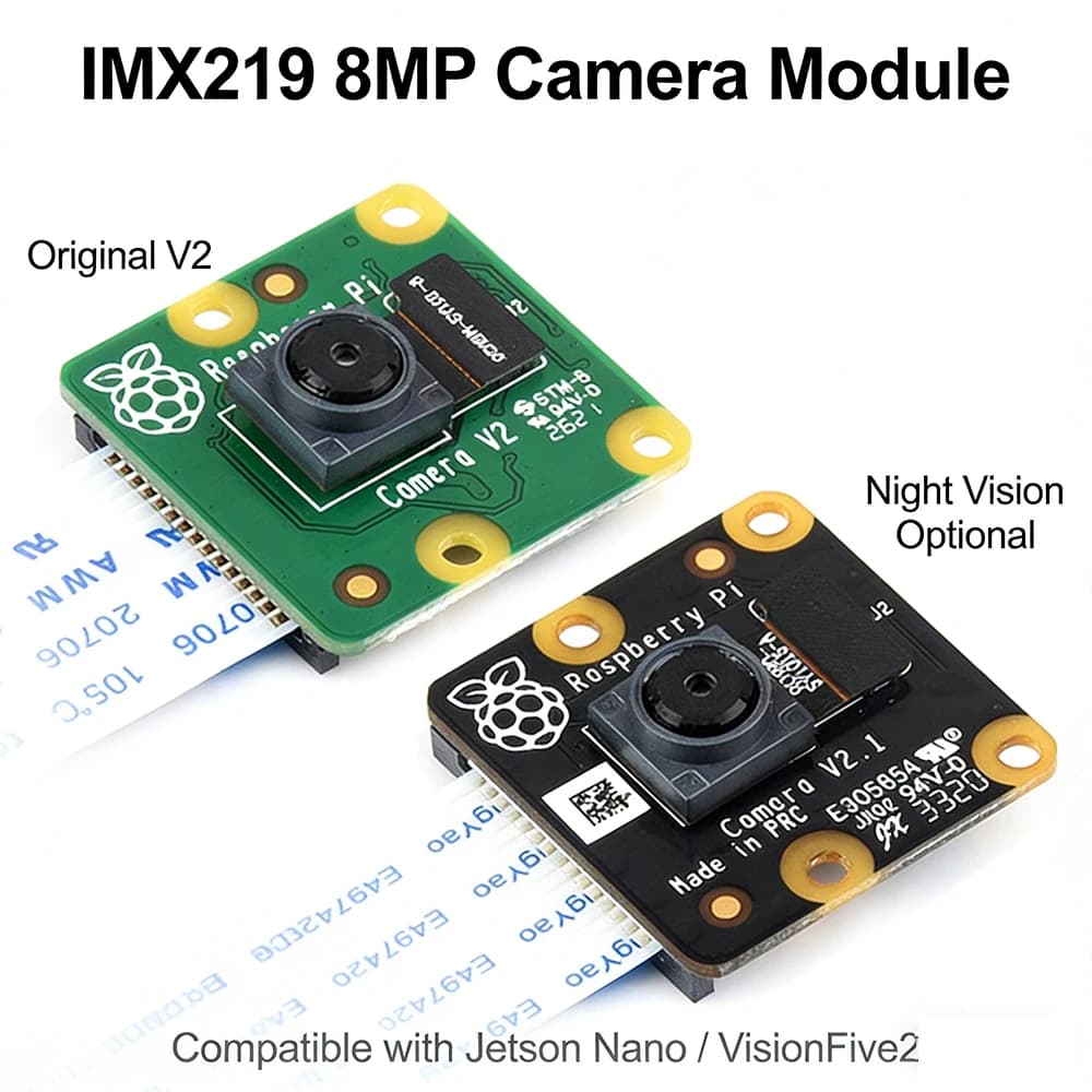 Modulo Telecamera a Infrarossi NoIR con Sensore IMX219 da 8MP, Interfaccia CSI 1080p per Raspberry Pi 4 3B+ 3B Zero 2W, Scheda Webcam per Visione Notturna